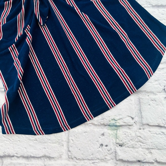 No Boundaries Juniors Large 11/13 Knit Shirt Dark Blue Red Striped Short Sleeve - Picture 5 of 8